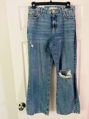 Garage Jambe large wide leg distressed High-Waist Trisha Blue Women's Jeans